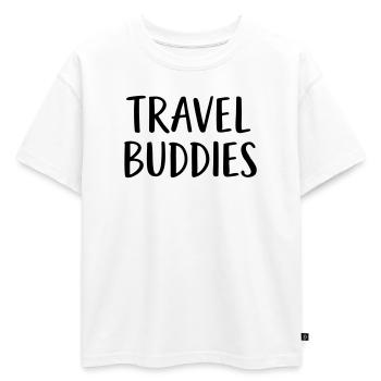 Compagnons de voyage - T-shirt enfant oversize en coton biologique Premium - blanc - Devant - AI Model Kid Male (0cm)