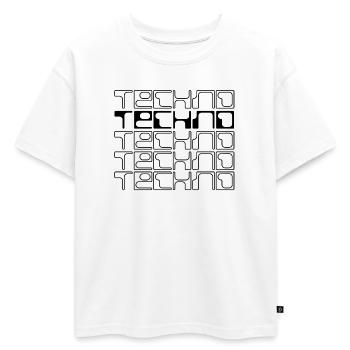 Musique techno design géométrique du logo - T-shirt enfant oversize en coton biologique Premium - blanc - Devant - AI Model Kid Male (0cm)