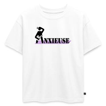Anxieuse - T-shirt enfant oversize en coton biologique Premium - blanc - Devant - AI Model Kid Male (0cm)