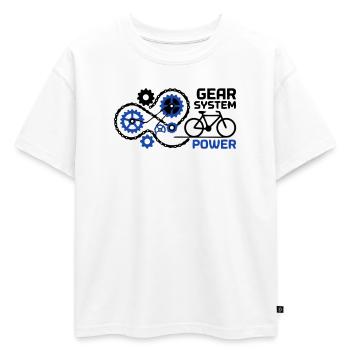 Génial Gear System Bike Nerd - T-shirt enfant oversize en coton biologique Premium - blanc - Devant - AI Model Kid Male (0cm)