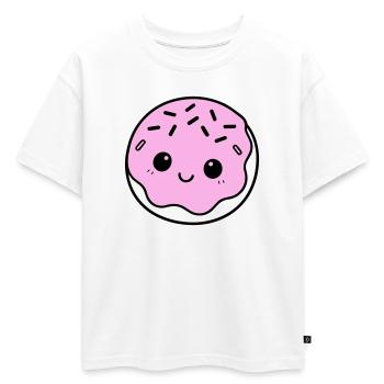 Donut mignon - T-shirt enfant oversize en coton biologique Premium - blanc - Devant - AI Model Kid Male (0cm)