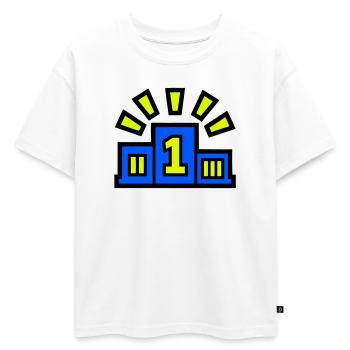 Vainqueur Podium Place 1 Champion - T-shirt enfant oversize en coton biologique Premium - blanc - Devant - AI Model Kid Male (0cm)