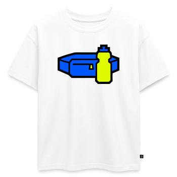 Courroir de ceinture d’hydratation pratique - T-shirt enfant oversize en coton biologique Premium - blanc - Devant - AI Model Kid Male (0cm)