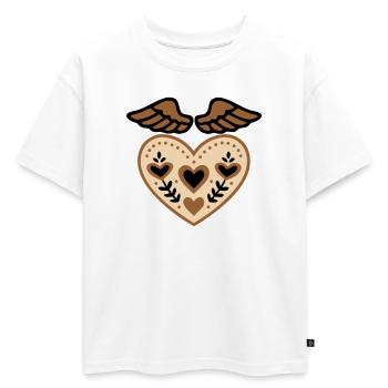 Tatouage d'ange gardien avec ailes en forme de cœur - T-shirt enfant oversize en coton biologique Premium - blanc - Devant - AI Model Kid Male (0cm)