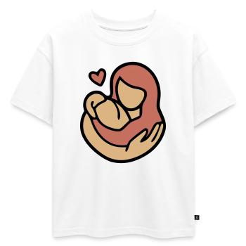 Étreinte Mère-Enfant Amour - T-shirt enfant oversize en coton biologique Premium - blanc - Devant - AI Model Kid Male (0cm)