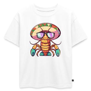 Sombrero drôle de crabe homard - T-shirt enfant oversize en coton biologique Premium - blanc - Devant - AI Model Kid Male (0cm)