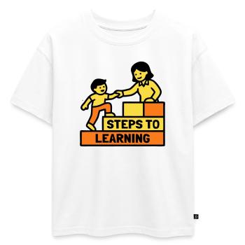 Logo Étapes pour apprendre l’école - T-shirt enfant oversize en coton biologique Premium - blanc - Devant - AI Model Kid Male (0cm)