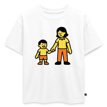 Logo de la main de l’enfant de l’enseignante de maternelle - T-shirt enfant oversize en coton biologique Premium - blanc - Devant - AI Model Kid Male (0cm)