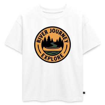 Excursion en canoë sur la rivière Sports nautiques Aventure de pagaie - T-shirt enfant oversize en coton biologique Premium - blanc - Devant - AI Model Kid Male (0cm)
