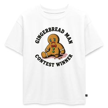 Gingerbread Man Contest Winner, Funny B - Oversized Kids' Premium Organic T-Shirt - white - Front - AI Model Kid Male (0cm)