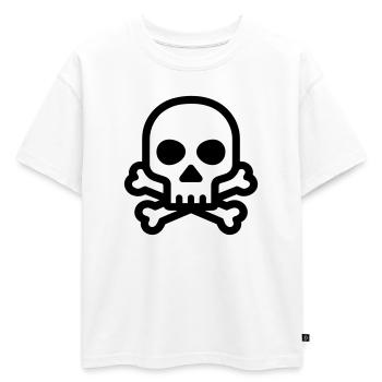 tête de mort, pirate, crâne, skull, icône, os croi - T-shirt enfant oversize en coton biologique Premium - blanc - Devant - AI Model Kid Male (0cm)