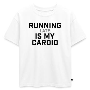Courir en retard, c’est mon cardio qui le dit - T-shirt enfant oversize en coton biologique Premium - blanc - Devant - AI Model Kid Male (0cm)