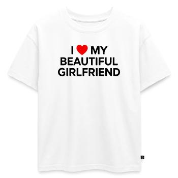 J’aime ma belle petite amie - T-shirt enfant oversize en coton biologique Premium - blanc - Devant - AI Model Kid Male (0cm)