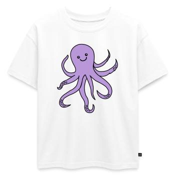 Charme de pieuvre violette - T-shirt enfant oversize en coton biologique Premium - blanc - Devant - AI Model Kid Male (0cm)