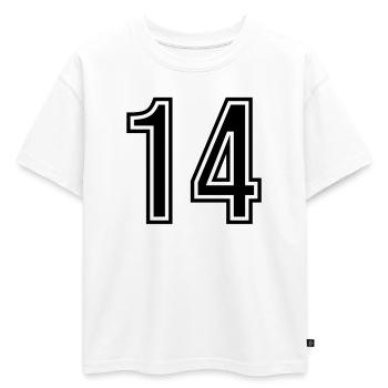 14 Symbole numérique - T-shirt enfant oversize en coton biologique Premium - blanc - Devant - AI Model Kid Male (0cm)