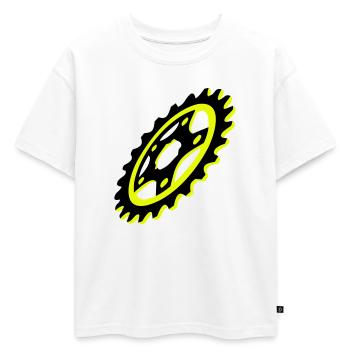 Bicycle Chainring Graphic - Oversized Kids' Premium Organic T-Shirt - white - Front - AI Model Kid Male (0cm)