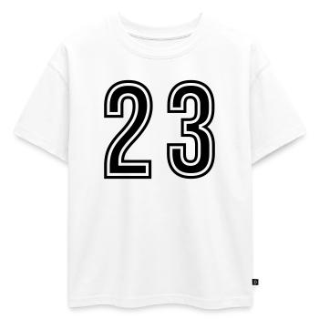 Symbole du chiffre 23 - T-shirt enfant oversize en coton biologique Premium - blanc - Devant - AI Model Kid Male (0cm)
