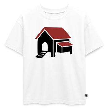 Icône de la ferme de poulaillers - T-shirt enfant oversize en coton biologique Premium - blanc - Devant - AI Model Kid Male (0cm)