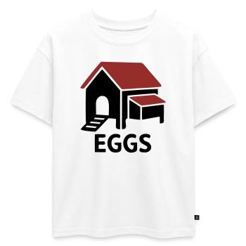 Insigne des œufs de poulailler - T-shirt enfant oversize en coton biologique Premium - blanc - Devant - AI Model Kid Male (0cm)