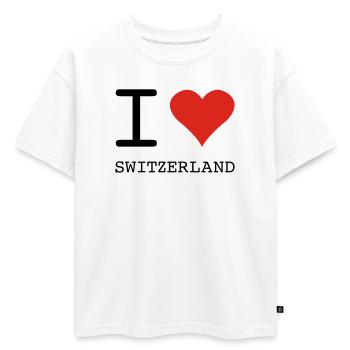 I LOVE SWITZERLAND - T-shirt enfant oversize en coton biologique Premium - blanc - Devant - AI Model Kid Male (0cm)