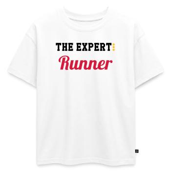 Course à Pied / Running / Jogging / Coureur - T-shirt enfant oversize en coton biologique Premium - blanc - Devant - AI Model Kid Male (0cm)