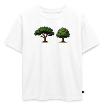 Duo d’arbres pommier en équilibre - T-shirt enfant oversize en coton biologique Premium - blanc - Devant - AI Model Kid Male (0cm)
