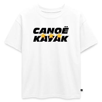 Canoë Kayak - T-shirt enfant oversize en coton biologique Premium - blanc - Devant - AI Model Kid Male (0cm)