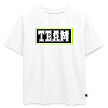 Équipe - T-shirt enfant oversize en coton biologique Premium - blanc - Devant - AI Model Kid Male (0cm)