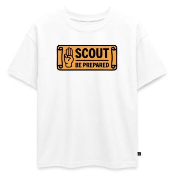 Accueillement scout Aventure Scout Soyez prêt - T-shirt enfant oversize en coton biologique Premium - blanc - Devant - AI Model Kid Male (0cm)