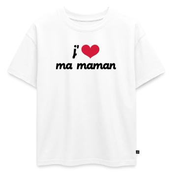 J'aime ma Maman - T-shirt enfant oversize en coton biologique Premium - blanc - Devant - AI Model Kid Male (0cm)