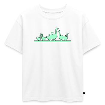 Canards Oies - T-shirt enfant oversize en coton biologique Premium - blanc - Devant - AI Model Kid Male (0cm)