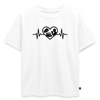 Boxe Cœur Gant Ring Silhouette - T-shirt enfant oversize en coton biologique Premium - blanc - Devant - AI Model Kid Male (0cm)