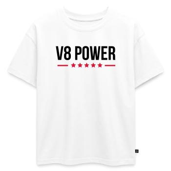 V8 Power - T-shirt enfant oversize en coton biologique Premium - blanc - Devant - AI Model Kid Male (0cm)