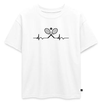 Tennis Racket Tennis ECG Heartbeat - Oversized Kids' Premium Organic T-Shirt - white - Front - AI Model Kid Male (0cm)