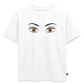 2541614 15414855 yeux - T-shirt enfant oversize en coton biologique Premium - blanc - Devant - AI Model Kid Male (0cm)