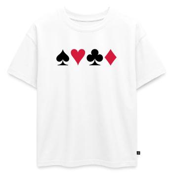 Poker - Jeu de cartes - T-shirt enfant oversize en coton biologique Premium - blanc - Devant - AI Model Kid Male (0cm)