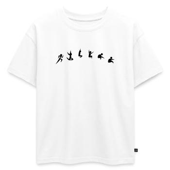 Saut en longueur - T-shirt enfant oversize en coton biologique Premium - blanc - Devant - AI Model Kid Male (0cm)