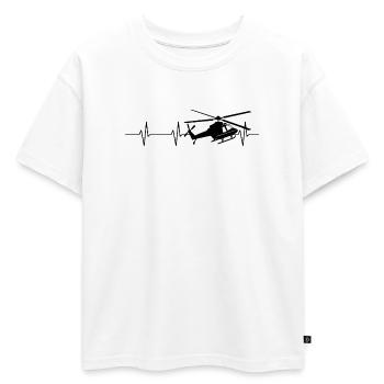 Helicopter Heartbeat Helicopter - T-shirt enfant oversize en coton biologique Premium - blanc - Devant - AI Model Kid Male (0cm)