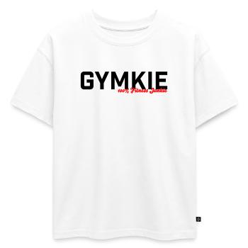 Gymkie Fitness Junkie Gym Sport Shirt - T-shirt enfant oversize en coton biologique Premium - blanc - Devant - AI Model Kid Male (0cm)