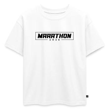Marathon 2026 - T-shirt enfant oversize en coton biologique Premium - blanc - Devant - AI Model Kid Male (0cm)