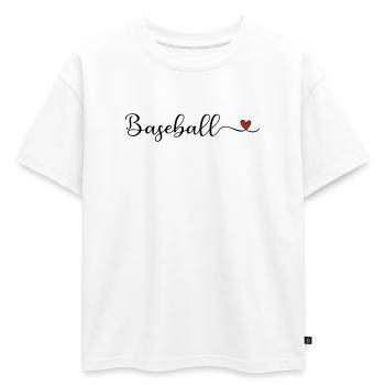 Base-ball - T-shirt enfant oversize en coton biologique Premium - blanc - Devant - AI Model Kid Male (0cm)