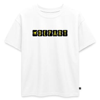 Départ - T-shirt enfant oversize en coton biologique Premium - blanc - Devant - AI Model Kid Male (0cm)
