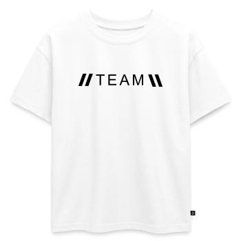 Style équipe - T-shirt enfant oversize en coton biologique Premium - blanc - Devant - AI Model Kid Male (0cm)