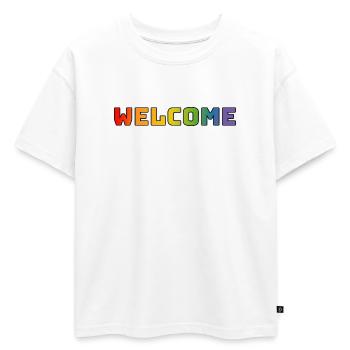 arc-en-ciel bienvenue CSD chemise LGBT lgbtqi queer - T-shirt enfant oversize en coton biologique Premium - blanc - Devant - AI Model Kid Male (0cm)