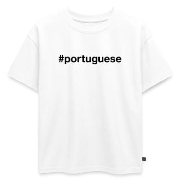 PORTUGAIS Hashtag Portugiesisch Portugal - T-shirt enfant oversize en coton biologique Premium - blanc - Devant - AI Model Kid Male (0cm)