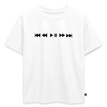 Musique Play Stop skip - T-shirt enfant oversize en coton biologique Premium - blanc - Devant - AI Model Kid Male (0cm)