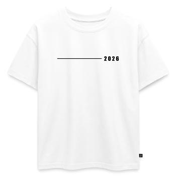 Ligne 2026 - T-shirt enfant oversize en coton biologique Premium - blanc - Devant - AI Model Kid Male (0cm)