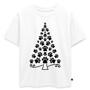 Christmas tree paw dog cat paws Christmas tree - Oversized Kids' Premium Organic T-Shirt - white - Front - AI Model Kid Male (0cm)