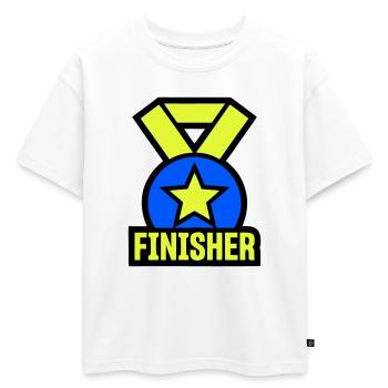Étoile de la médaille de Finisher Fier - T-shirt enfant oversize en coton biologique Premium - blanc - Devant - AI Model Kid Male (0cm)