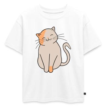 Chat - T-shirt enfant oversize en coton biologique Premium - blanc - Devant - AI Model Kid Male (0cm)